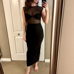 Zara Mixed Tulle Black Dress